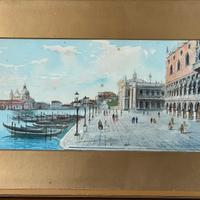 Quadro venezia bacino san marco acquarello antico