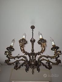 Lampadario ottone brunito  10 bracci
