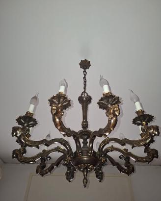 Lampadario ottone brunito  10 bracci
