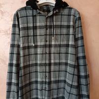 Camicia felpata uomo a quadri con cappuccio.