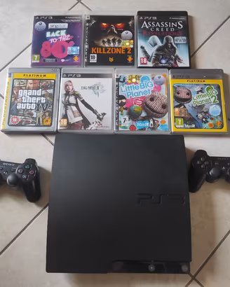 consolle PS3 slim con giochi e controller