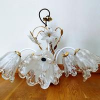 lampadario da soffitto vetro murano bianco 5luci