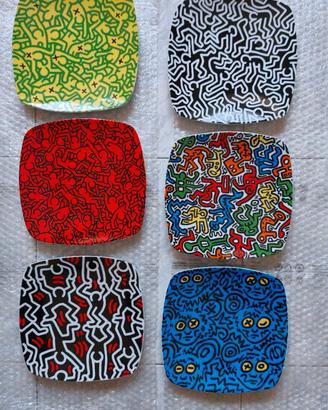 Set 6 piatti Keith Haring Tognana nuovi pop art vi