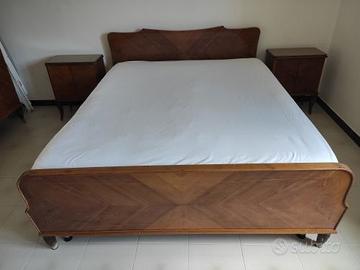 LETTO Matrimoniale ANTICO in LEGNO con Comodini