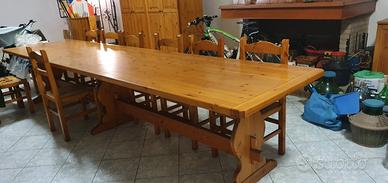 Tavolo 4 metri legno pino di svezia pub b&b unico