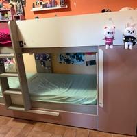 Letto a castello 3 letti c/armadio integrato rosa