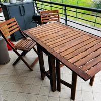 Tavolo giardino legno Ikea + 4 sedie richiudibili