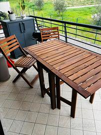 Tavolo giardino legno Ikea + 4 sedie richiudibili