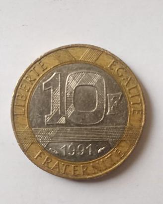 MONETA 10 FRANCHI  FRANCIA ANNO 1991