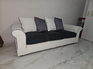 Divano 3 Posti in Ecopelle e Tessuto SFODERABILE