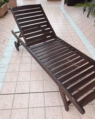 Lettino in legno da giardino + cuscino