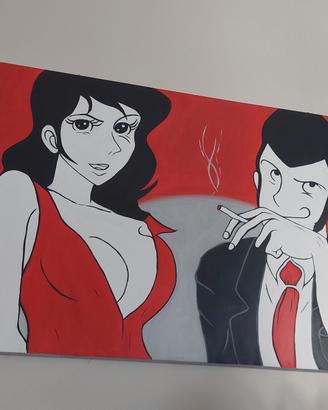 Quadro dipinto su tela 100×60 Lupin/Margot