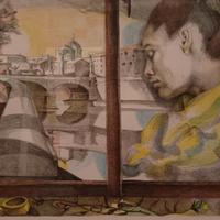 Litografia a colori di Ugo Attardi, anno 1986.