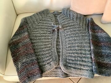 Cardigan, giacca donna, fatta a mano, uncinetto