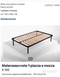 Rete+materasso una piazza e mezzo