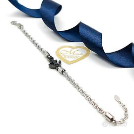 Bracciale ancora acciaio da uomo argento e nero