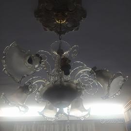 Lampadario Vintage Anni 80 PER PEZZI DI RICAMBIO -