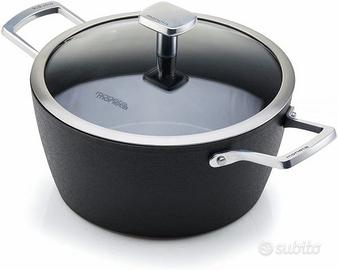 CASSERUOLA 20CM 2 MANIGLIE C/COP. IN VETRO MONETA