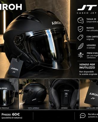 🏍️ CASCO  NERO— AIROH JT | NUOVO