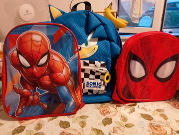 lotto zainetti asilo Spiderman+ Sonic