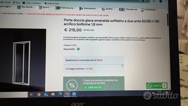 Porta per doccia marca Giava mai usata