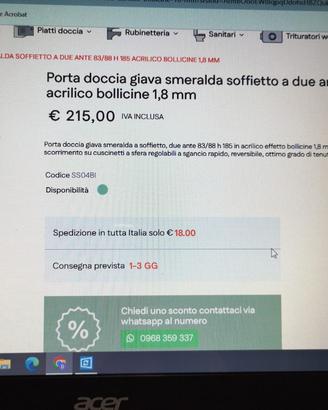 Porta per doccia marca Giava mai usata