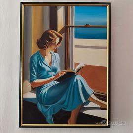 Quadro dipinto a mano ritratto donna vintage 50*70