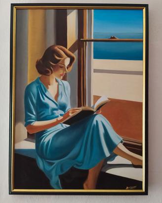Quadro dipinto a mano ritratto donna vintage 50*70