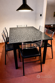 TAVOLO IN GRANITO NERO AFRICA ANNI '80