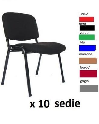 10 Sedie NERO Ufficio Conferenza Fissa IMPILABILI