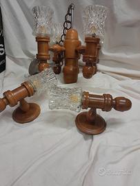 Set lampadario e 2 applique retrò