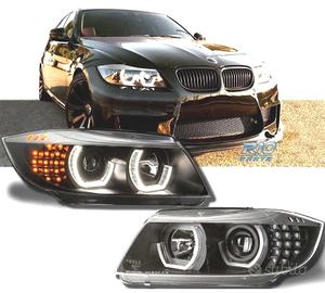 FARI BMW E90 E91 05-08 ANGEL EYES LED 3D FONDO NER
