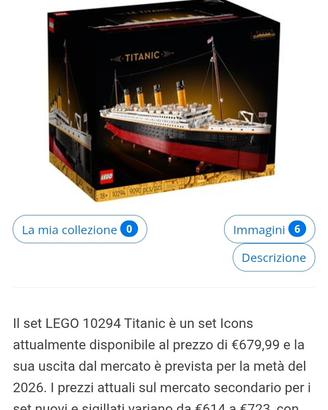 Lego Icons MLS Titanic 10294 misb, sigillato