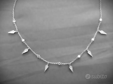 Collana girocollo argento 925 con strass.