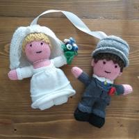 Gioco bambole sposi pupazzi, fatte a maglia