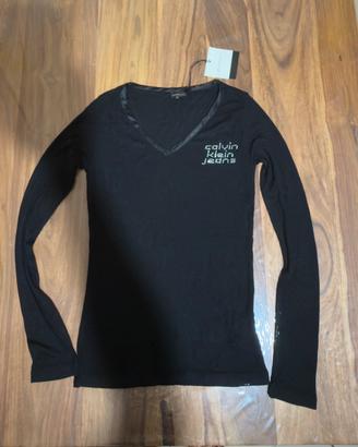 Magliette cotone calvin klein manica lunga