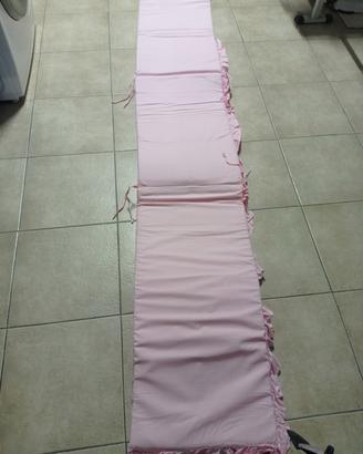 paracolpi imbottito rosa con fettuccia x lettino 