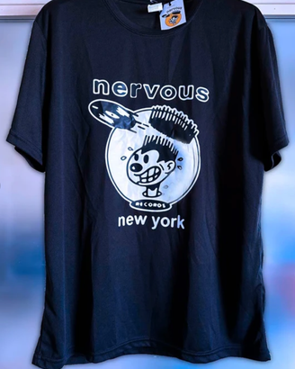 T-Shirt XXL "Nervous" Records nera logo + Sticker 
