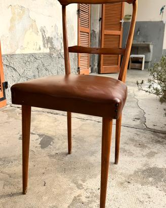 Set 6 sedie vintage in legno con seduta marrone