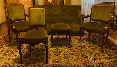 Salottino primi 900 in velluto verde