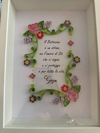 quadro quilling artistico con dedica battesimo