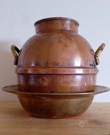 Set Lavabo Antico - Brocca in rame e Bacile ottone