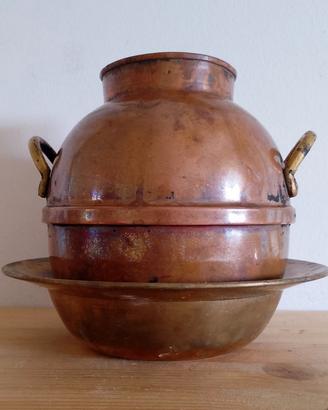 Set Lavabo Antico - Brocca in rame e Bacile ottone
