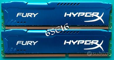 MEMORIE RAM HYPERX FURY 2 x 4 GB DDR3 1600 MHz