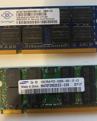 RAM Notebook DDR2 3GB – 2GB + 1GB SO-DIMM 667MHz
