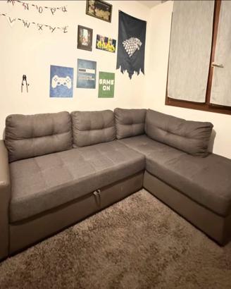 Divano letto tre posti ad angolo