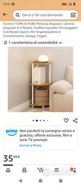 libreria ad angolo 3 ripiani cm 75x30