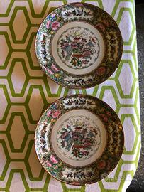 Coppia piatti cinesi Canton Rose Medallion vintage
