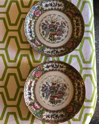 Coppia piatti cinesi Canton Rose Medallion vintage