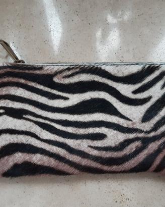 Borsa Polso Zebra in Vera Pelle e Cavallino